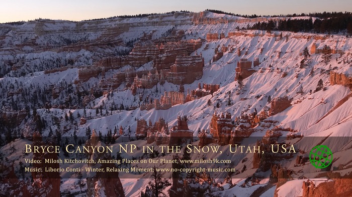 美国犹他州 布莱斯峡谷国家公园雪景4K超清风景视频下载